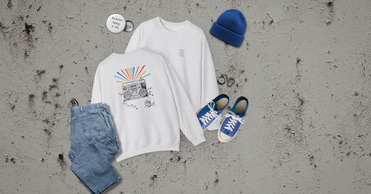 Retro Boombox Premium Crewneck Sweatshirt — Vintage Stereo Graphic