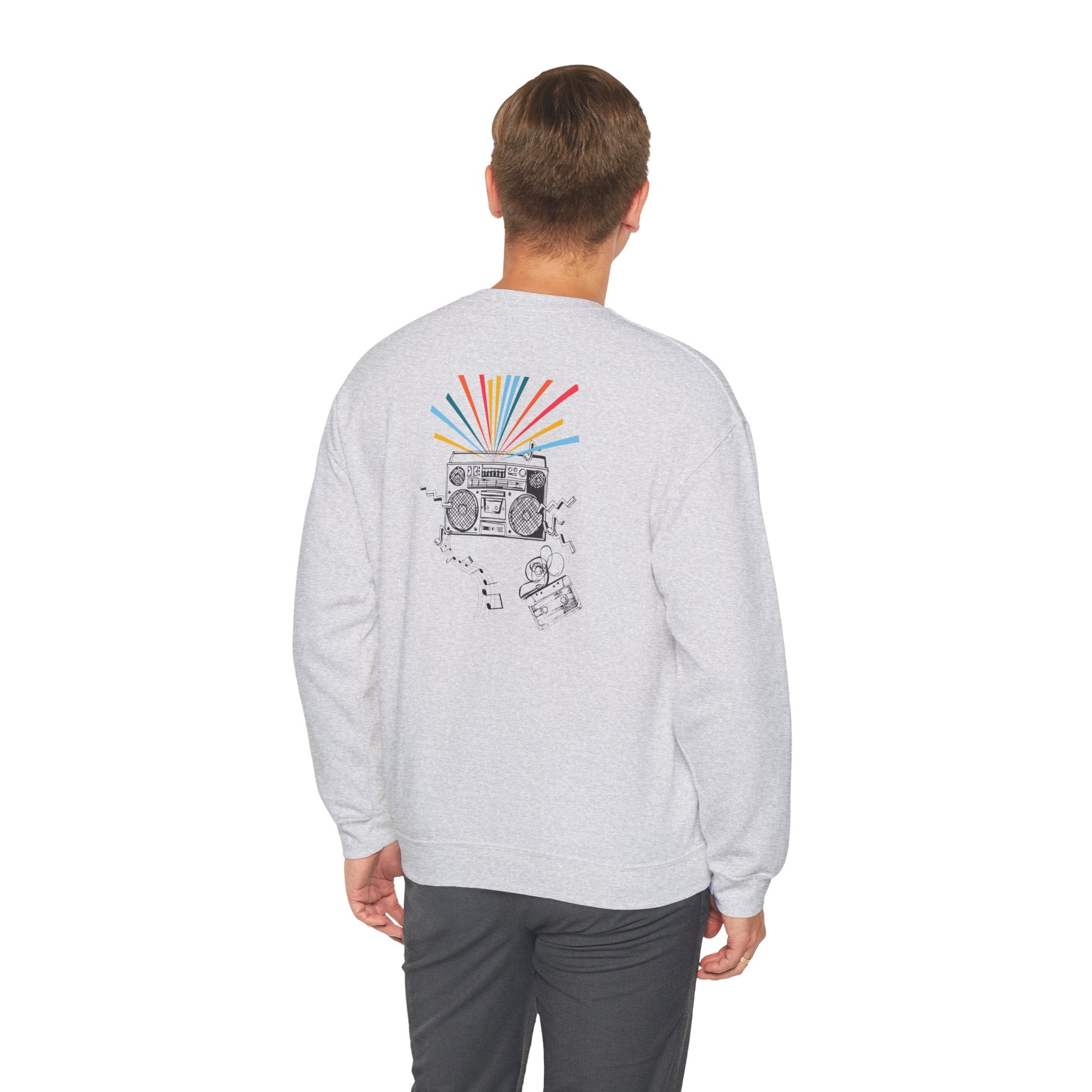 Retro Boombox Premium Crewneck Sweatshirt — Vintage Stereo Graphic