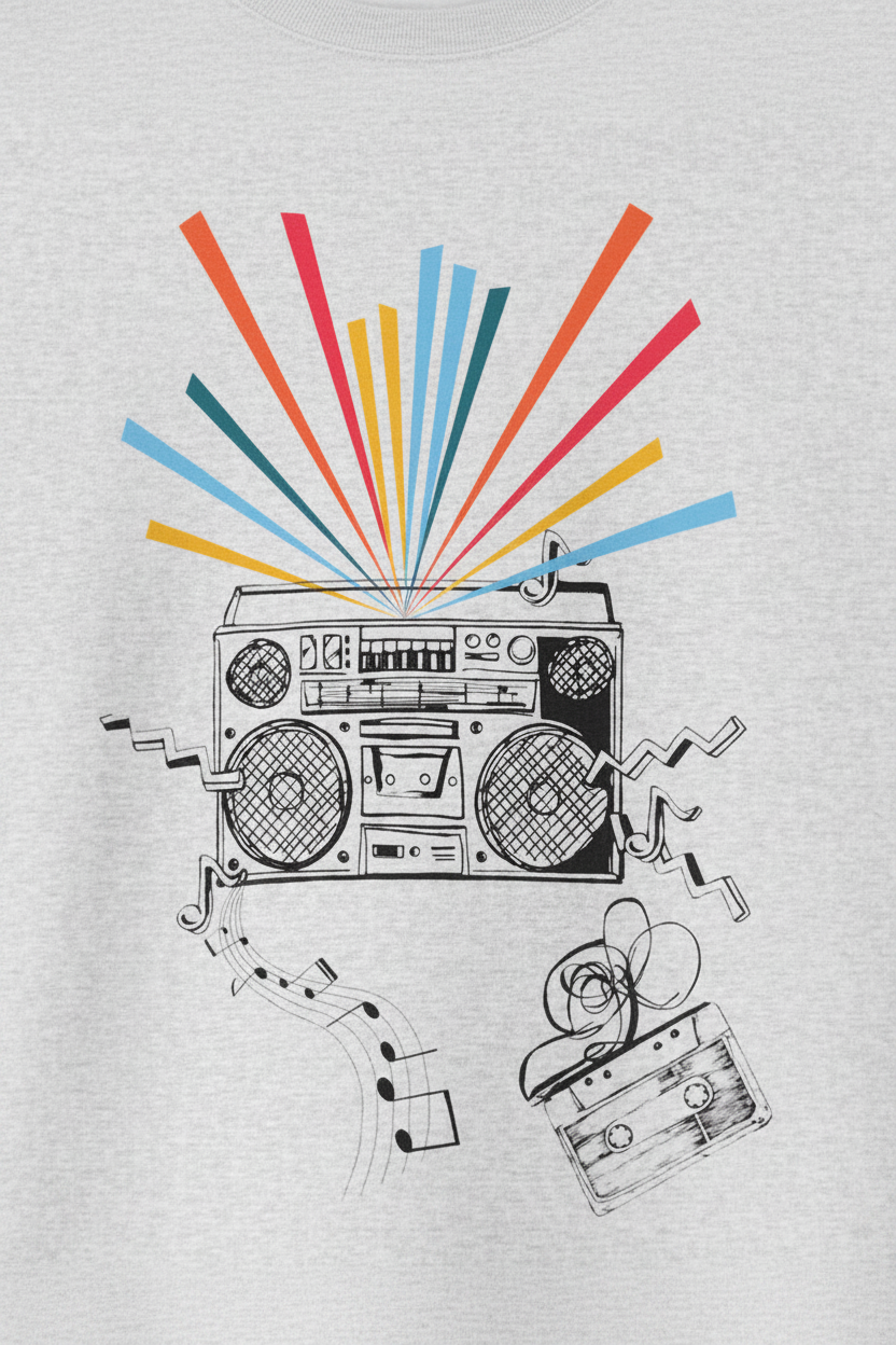 Retro Boombox Vintage Stereo Graphic T‑Shirt