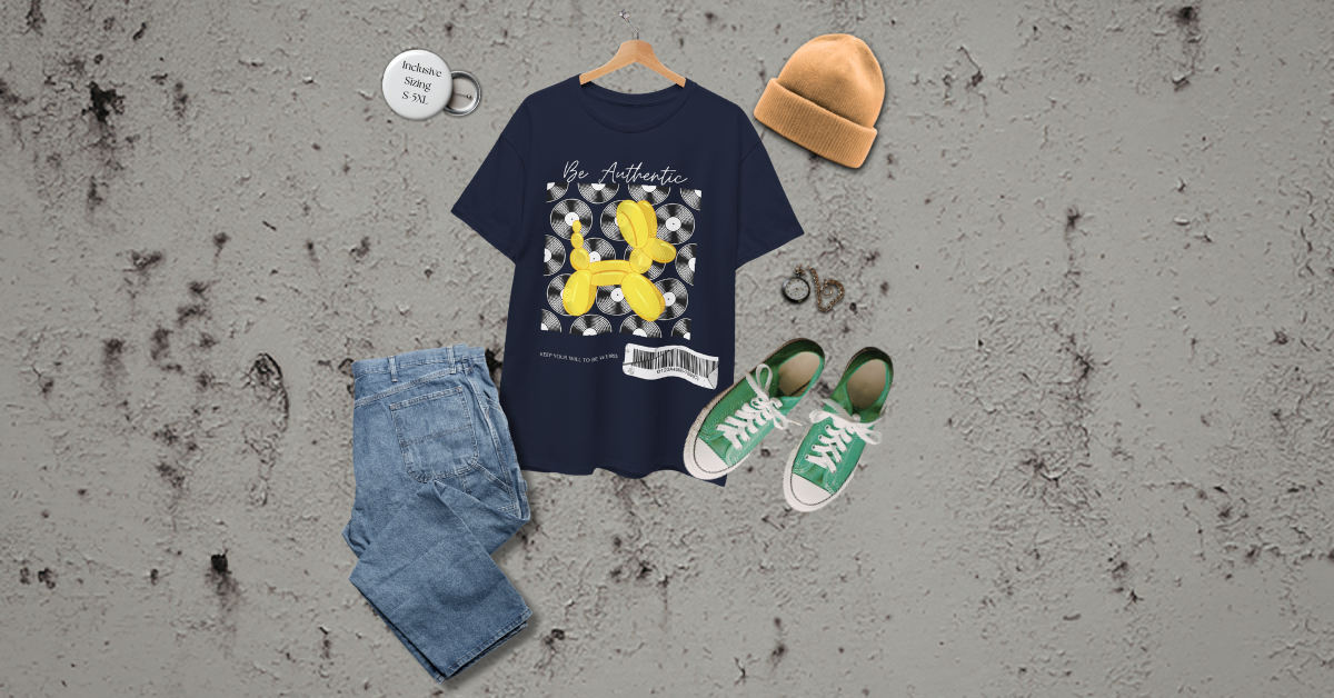 Yellow Balloon Dog - Barcode Pop Art Graphic T-Shirt